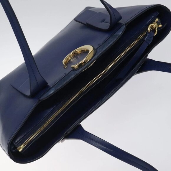 Chloe C. Medium Shoulder Bag Leather Blue Gold Auth - Picture 9 of 16